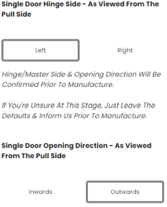 Hinge Size Opening Direction